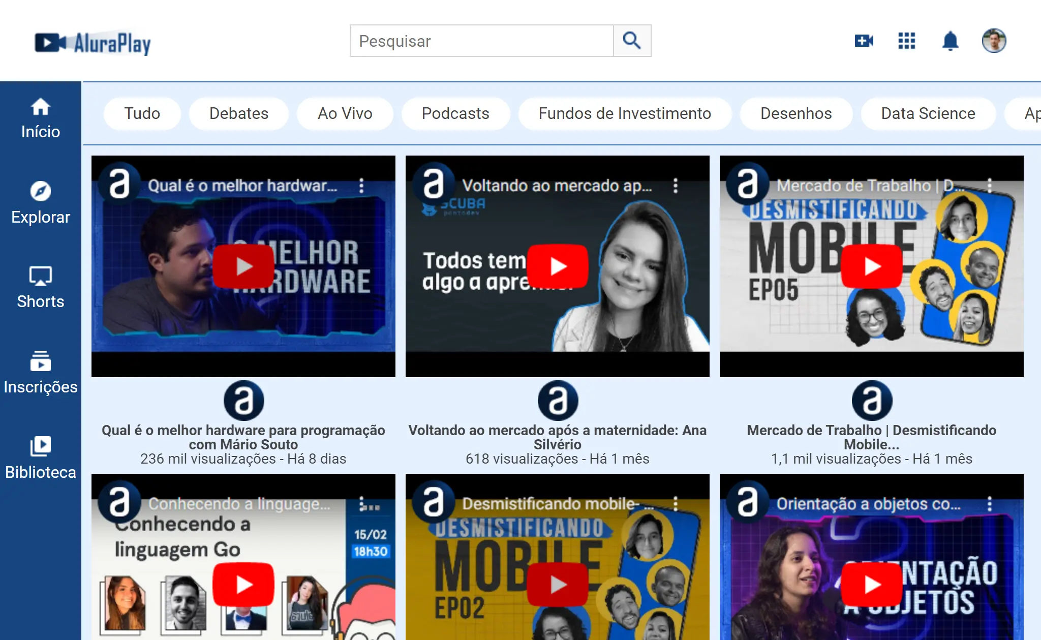 Portfolio image of AluraPlay website